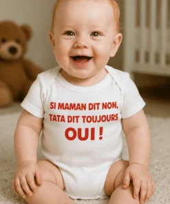Body bébé Tata dit oui avec le slogan SI MAMAN DIT NON, TATA DIT TOUJOURS OUI !