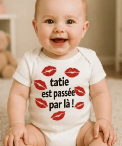 Body bébé Tatie est passée avec le slogan tatie est passée par là !