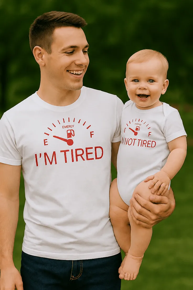 Body bébé humoristique avec slogan EMERGY E I'M TIRED F NNOT TIRED