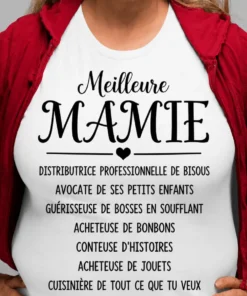 Cadeau original Meilleure mamie liste sur t-shirt avec design humoristique pour mamie