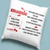 Coussin humoristique Mamie amour et câlins avec message tendre pour mamie