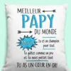Coussin humoristique Meilleur papy du monde avec message drôle pour offrir à un grand-père