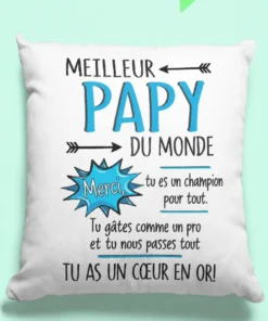 Coussin humoristique Meilleur papy du monde avec message drôle pour offrir à un grand-père