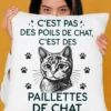 Coussin humoristique Paillettes de chat avec citation drôle pour amoureux des chats