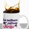 Mug humoristique meilleure coiffeuse avec prénom personnalisé Janja, idée cadeau drôle pour coiffeuse