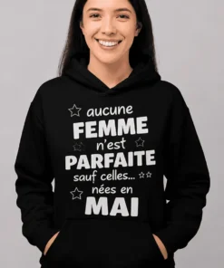 Pull humoristique Femme née en mai avec slogan drôle pour cadeau femme anniversaire mai