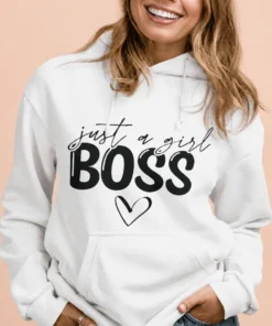 Pull humoristique Juste une girl boss avec le slogan just a girl BOSS