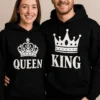 Pull humoristique King queen en duo avec inscription QUEEN KING