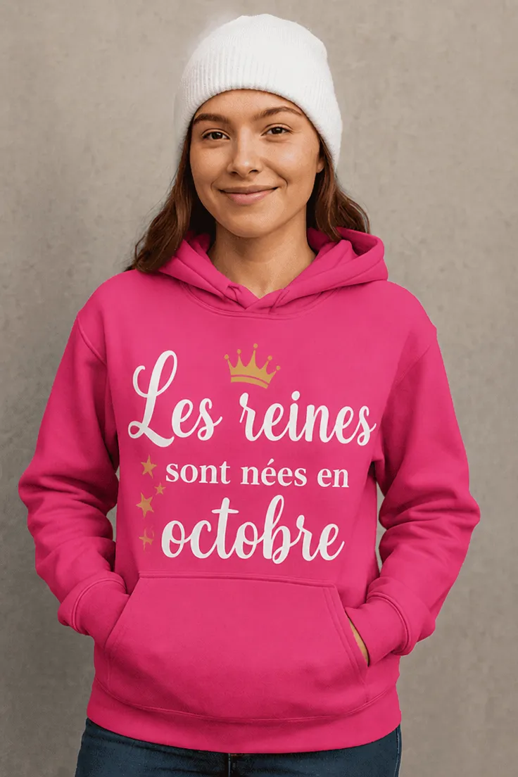 Pull humoristique Reines nées en octobre avec design cadeau drôle pour anniversaire d'octobre