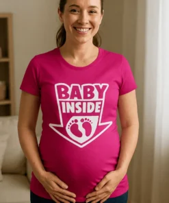 T-shirt de grossesse Baby inside petits pieds avec inscription BABY INSIDE