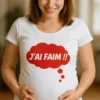 T-shirt de grossesse J'ai faim avec le slogan imprimé J'AI FAIM !!