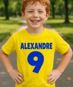 T-shirt enfant maillot sportif avec prénom personnalisé ALEXANDRE imprimé