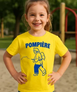 T-shirt enfant Pompière en herbe avec inscription POMPIÈRE