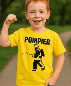 T-shirt enfant Pompier drôle avec inscription POMPIER