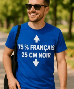 T-shirt humoristique 75 pour cent français avec design drôle pour cadeau