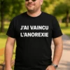 T-shirt humoristique Anorexie vaincue, idée cadeau anniversaire pour amateur d'humour noir