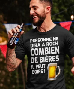 T-shirt humoristique Bière personnalisée avec prénom personnalisé avec message drôle sur la bière