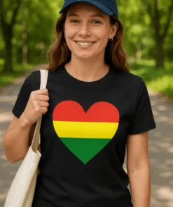 T-shirt humoristique Cœur rasta au design amusant style rasta