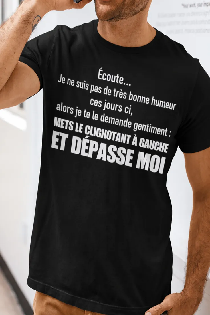T-shirt humoristique Clignotant à gauche avec slogan drôle pour automobiliste