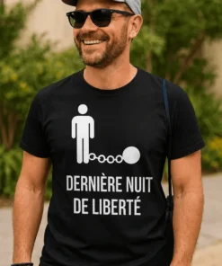 T-shirt humoristique Dernière nuit de liberté pour cadeau EVG et futur marié