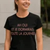 T-shirt humoristique Dormir toute la journée avec design drôle pour cadeau