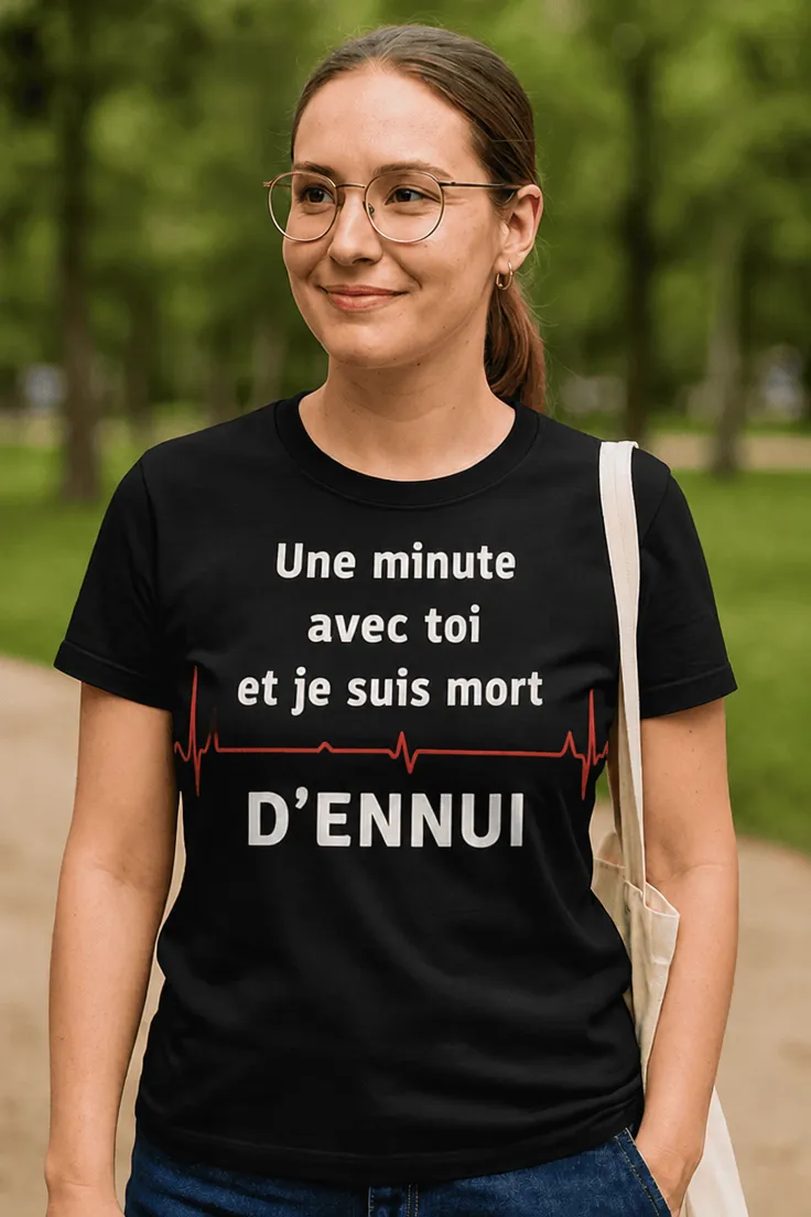 T-shirt humoristique Ennui mortel avec slogan imprimé drôle pour cadeau