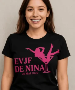 T-shirt humoristique EVJF martini avec prénom personnalisé pour enterrement de vie de jeune fille
