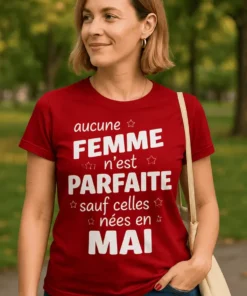 T-shirt humoristique Femme parfaite née en mai, idée cadeau drôle pour anniversaire de mai