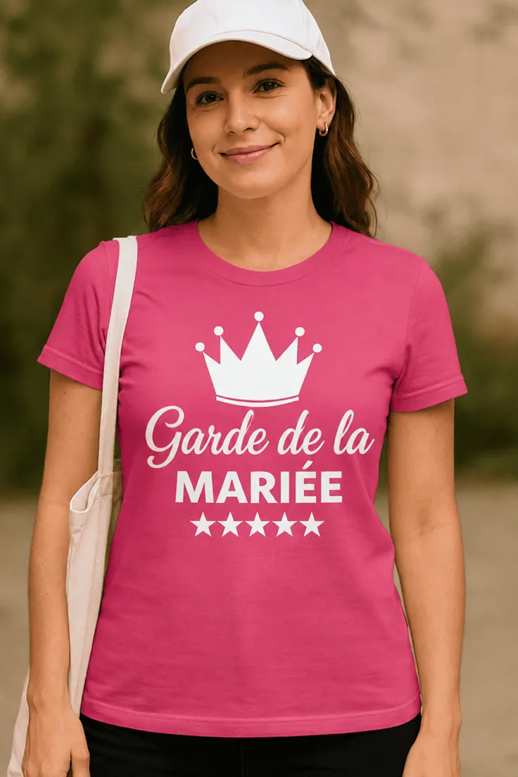 T-shirt humoristique Garde de la mariée avec design festif pour enterrement de vie de jeune fille