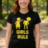 T-shirt humoristique Girls rule avec inscription GIRLS RULE