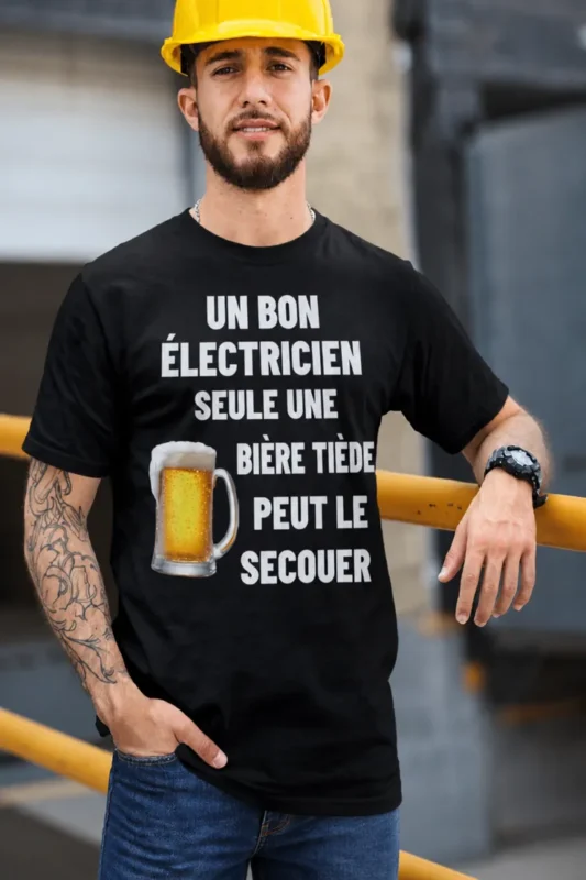 T-shirt humoristique Électricien bière tiède avec slogan drôle pour électricien amateur de bière