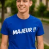 T-shirt humoristique Majeur 18 ans avec le slogan MAJEUR !!