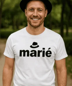 T-shirt humoristique Marié avec chapeau avec le texte marié