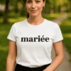T-shirt humoristique Mariée avec cœurs avec inscription mariée, idée cadeau drôle pour future épouse