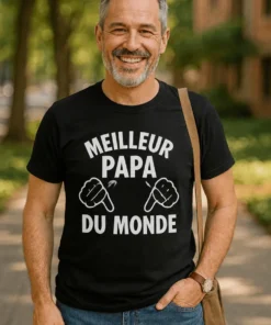 T-shirt humoristique meilleur papa du monde, idée cadeau anniversaire pour papa
