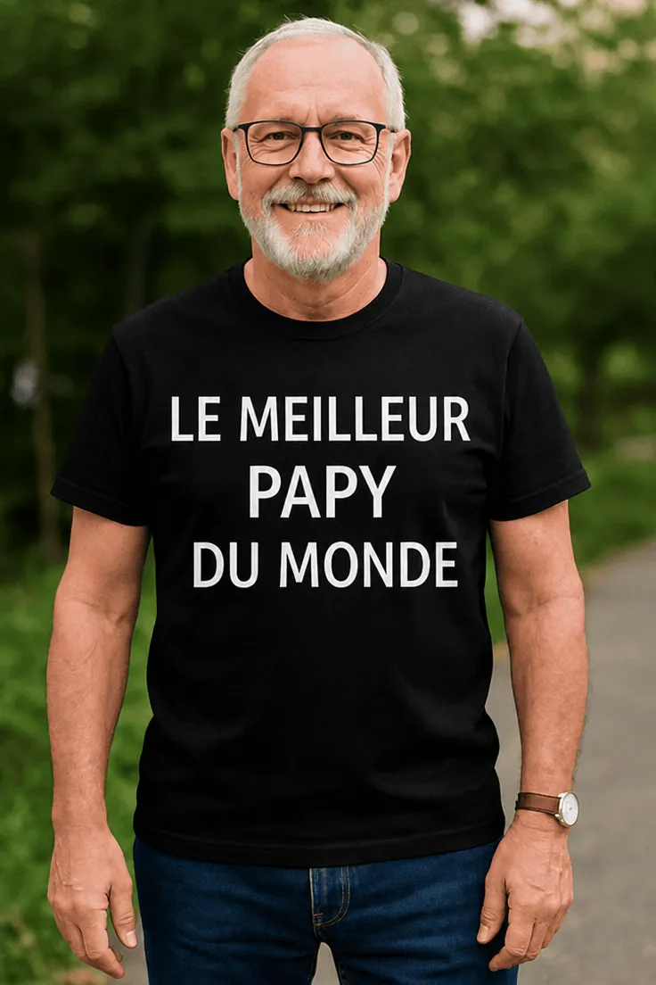 T-shirt humoristique Meilleur papy du monde, idée cadeau anniversaire pour grand-père