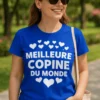 T-shirt humoristique Meilleure copine du monde avec design MEILLEURE COPINE DU MONDE