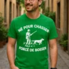 T-shirt humoristique Né pour chasser avec design drôle pour passionné de chasse
