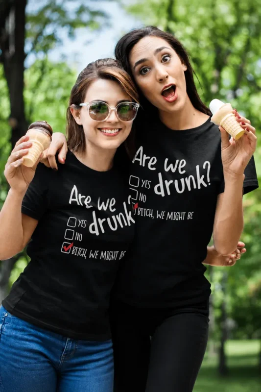 T-shirt humoristique On est ivres avec slogan imprimé drôle pour cadeau festif