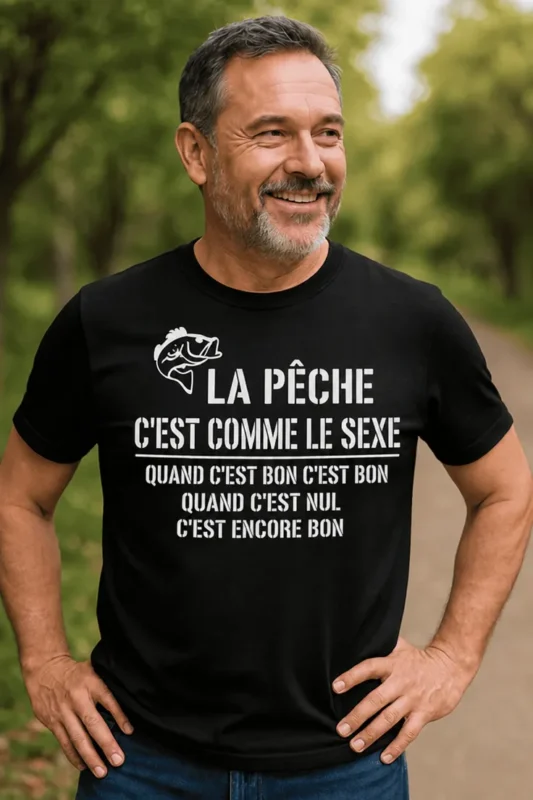 T-shirt humoristique Pêche comme le sexe avec slogan drôle pour pêcheur
