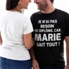 T-shirt humoristique Pas besoin de diplôme avec prénom personnalisé pour femme avec design drôle