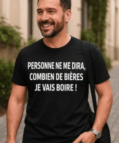 T-shirt humoristique Personne ne gère ma bière avec slogan drôle sur le thème de la bière