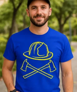 T-shirt humoristique Pompiers fiers avec design drôle sur le thème des pompiers