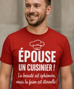 T-shirt humoristique Épouse un cuisinier avec slogan drôle imprimé