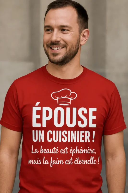 T-shirt humoristique Épouse un cuisinier avec slogan drôle imprimé
