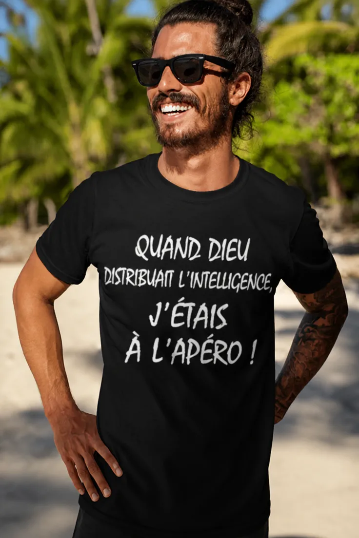 T-shirt humoristique Quand Dieu distribuait la cervelle avec slogan drôle pour cadeau