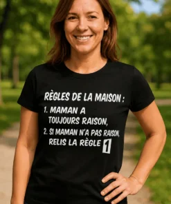 T-shirt humoristique Règles de maman avec le slogan RÈGLES DE LA MAISON pour idée cadeau drôle