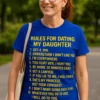 T-shirt humoristique Règles pour sortir avec ma fille avec design drôle pour papa protecteur