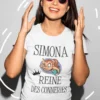 T-shirt humoristique Reine des conneries avec prénom personnalisé SIMONA