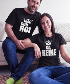 T-shirt humoristique Son roi sa reine avec inscription SON ROI SA REINE